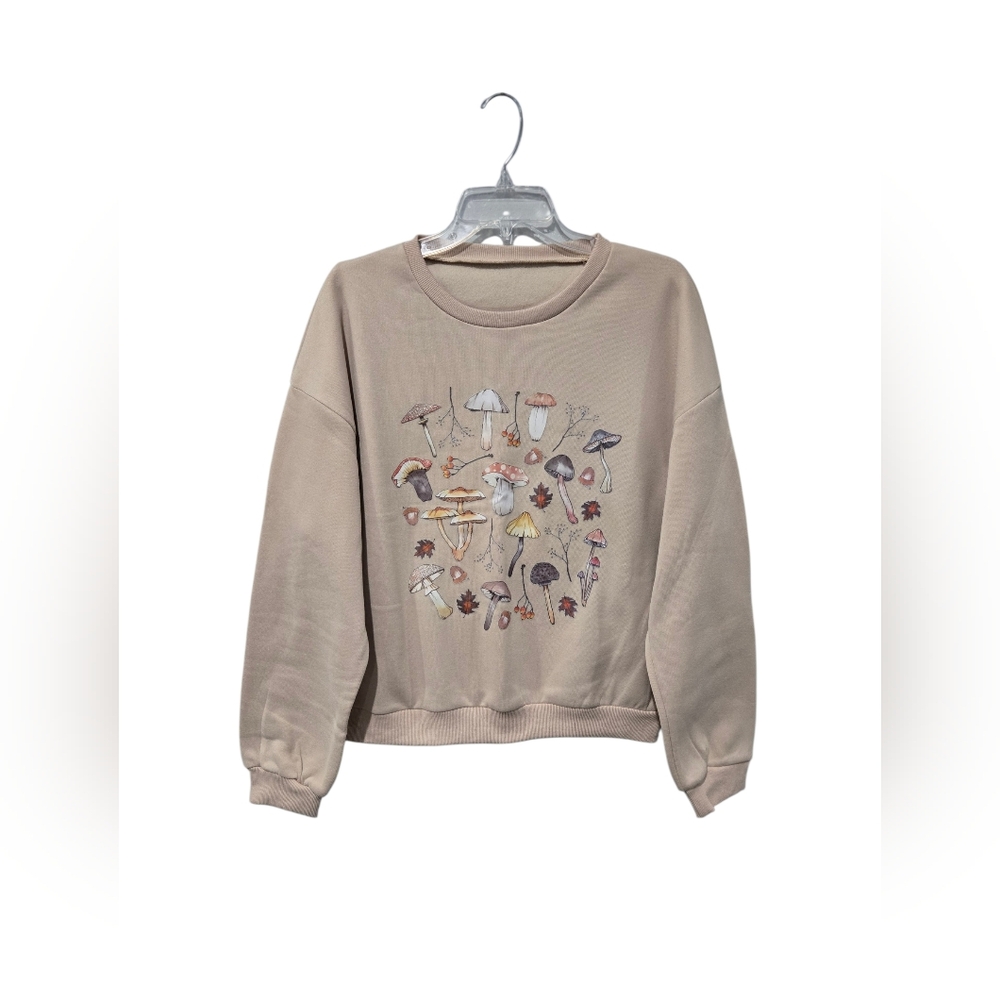 NWOT Whimsical Mushroom Print Cozy Sweatshirt
